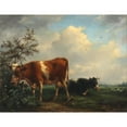 thumbnail image 2 of Dirk Van Lokhorst 14x12 Black Ornate Wood Framed Double Matted Museum Art Print Titled: Cows in the Pasture, 2 of 5