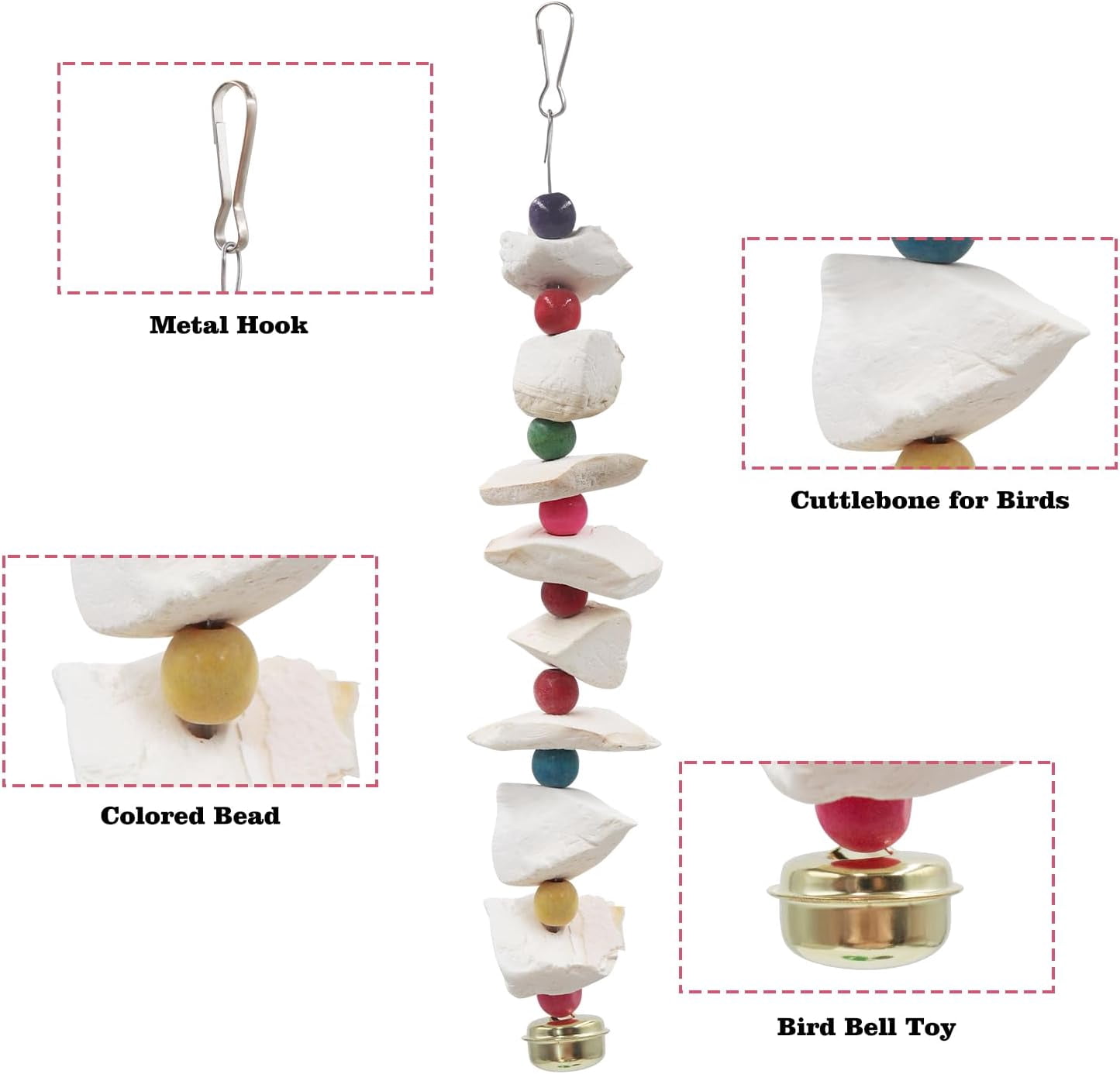 Bird Toys with Cuttlebone, Parakeet Toys, Bird Beak Grinding Stone, Cage Accessories, Cuttlefish Bone for Birds