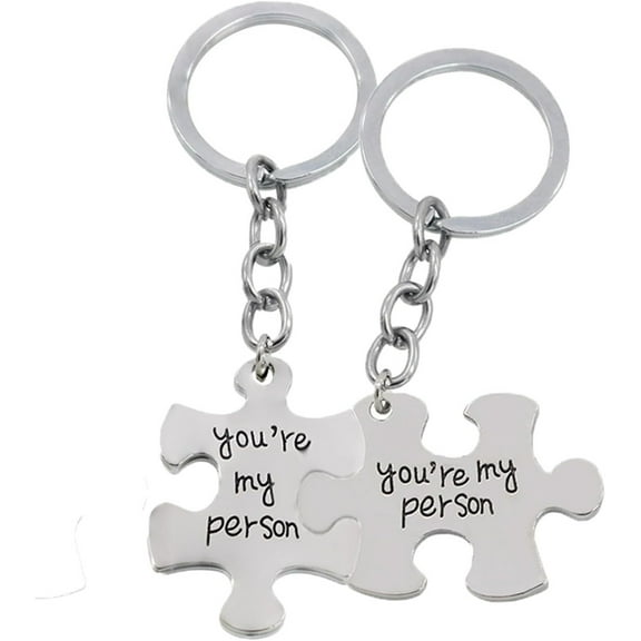 FUNING 2 pcs You're My Person Matching Keychains, Jigsaw Puzzle Keychain for Her Him Keychain Jewelry Set for Boyfriend Girlfriend Birthday Anniversary Christmas Valentines Day Gifts