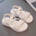thumbnail image 4 of Celivon Kids Girl Sandals Summer Pearl Roman Shoes Flat Bottomed Non Daily With Dress Shoes For Tween 8-9 Years, 4 of 8
