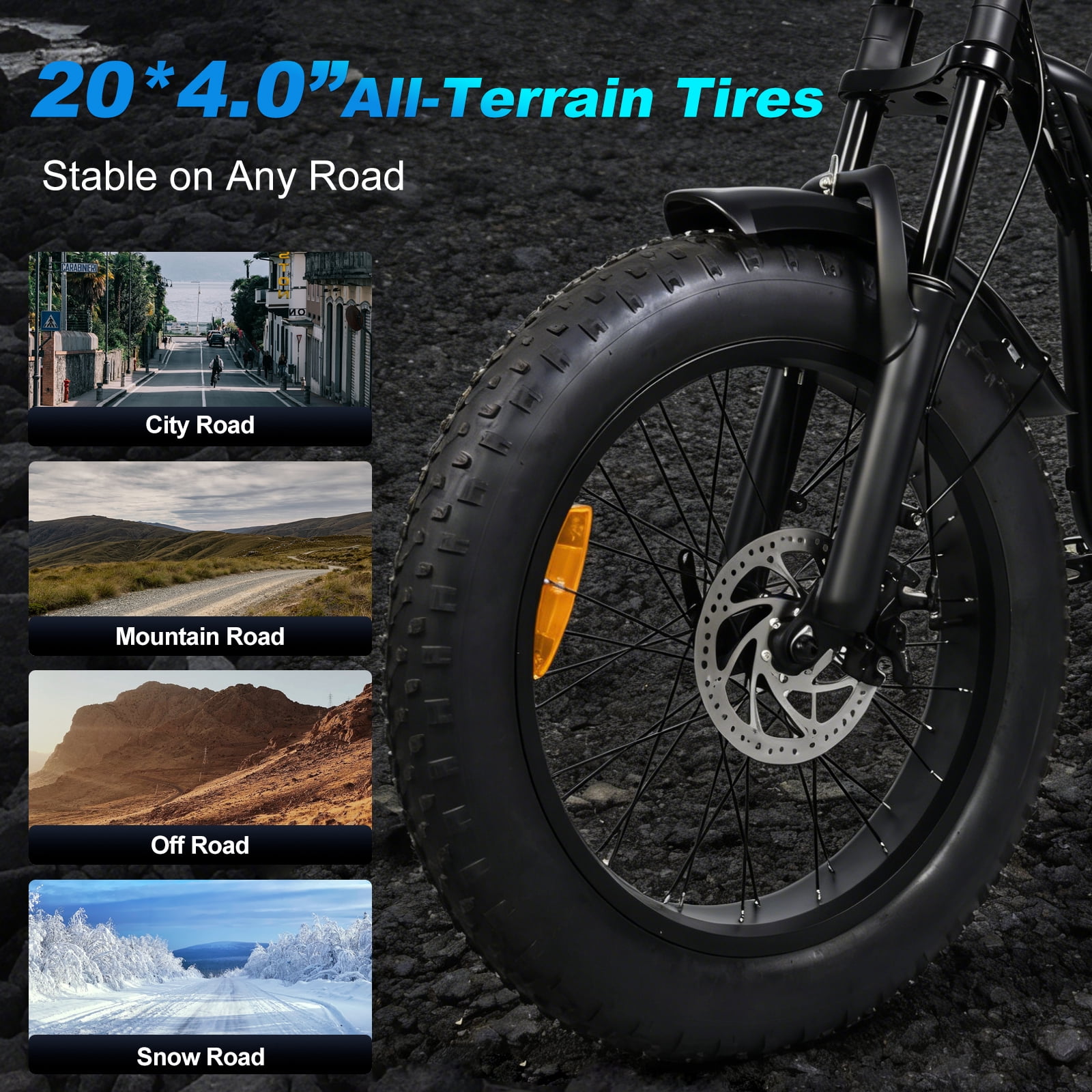 Smartravel Electric Bike for Adults ,1200W Peak Motor 20MPH 45+ Miles 48V 18.2Ah Removable Battery, 20"x4" Fat Tire 7-Speed Mountain Commuter Ebike ,UL 2849