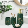 thumbnail image 4 of CERBIOR 4 Piece Christmas Green Marble-Pattern Ceramic Bathroom Accessories Set, Includes Soap Dish, Hand Soap Dispenser, Toothbrush Holder, and Water Cup, 4 of 7