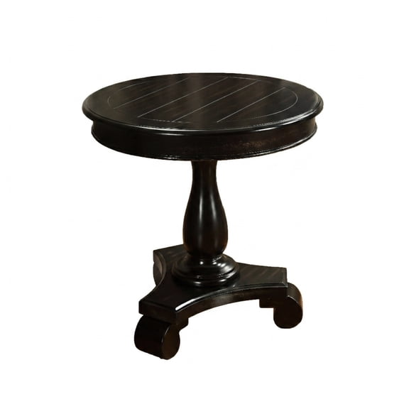 Roundhill Furniture Rene Round Wood Pedestal Side Table, White