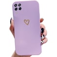 thumbnail image 2 of Compatible for Samsung Galaxy A12 Case 6.5 inch,Plated Love Phone Case,Cute Small Gold Heart Pattern Soft Shockproof Protective Liquid Silicone TPU Case for Girls Women Men Lavender, 2 of 5