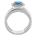 thumbnail image 2 of 10K White Gold Natural London Blue Topaz 3-Piece Bridal Ring Set Round 6mm Halo Diamond, size 9.5, 2 of 4