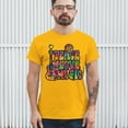 thumbnail image 3 of Tee Hunt Dean Russo Peace Love Music T-Shirt Guitar Happy Good Vibe Men's Tee, Yellow, Small, 3 of 5