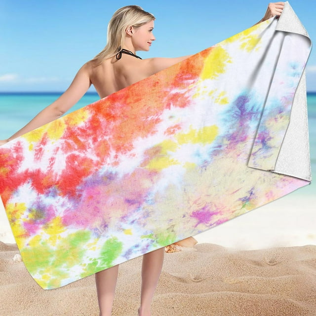 LSLJS Beach Towel Summer Beach Essentials Microfiber Beach Towel Super Lightweight Colorful Bath Towel Sandproof Beach Blanket Multi-Purpose Towel for Travel Swimming Pool 30x60 Inch Beach Towel