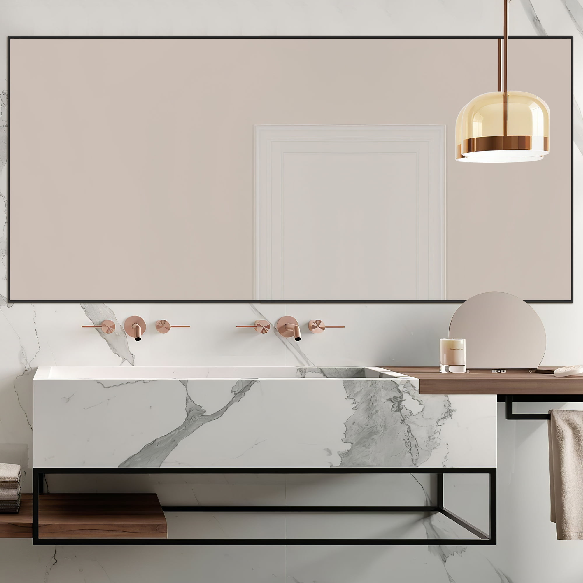 71" x 24" Floor Mirror Rectangular Mirror Full Length Mirror Large Mirror with Stands Black