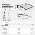 thumbnail image 4 of 32"x120" Window Awning Door Canopy, ABS Bracket & Polycarbonate Hollow Sunboard, Brown & Black Outdoor Rain Snow UV Protection Cover for Front Door, Window, Patio, Balcony, 4 of 8