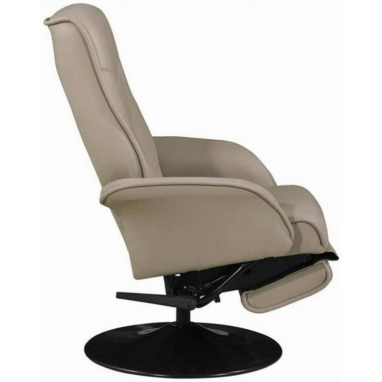 Kingfisher Lane Faux Leather Swivel Recliner in Beige and Black