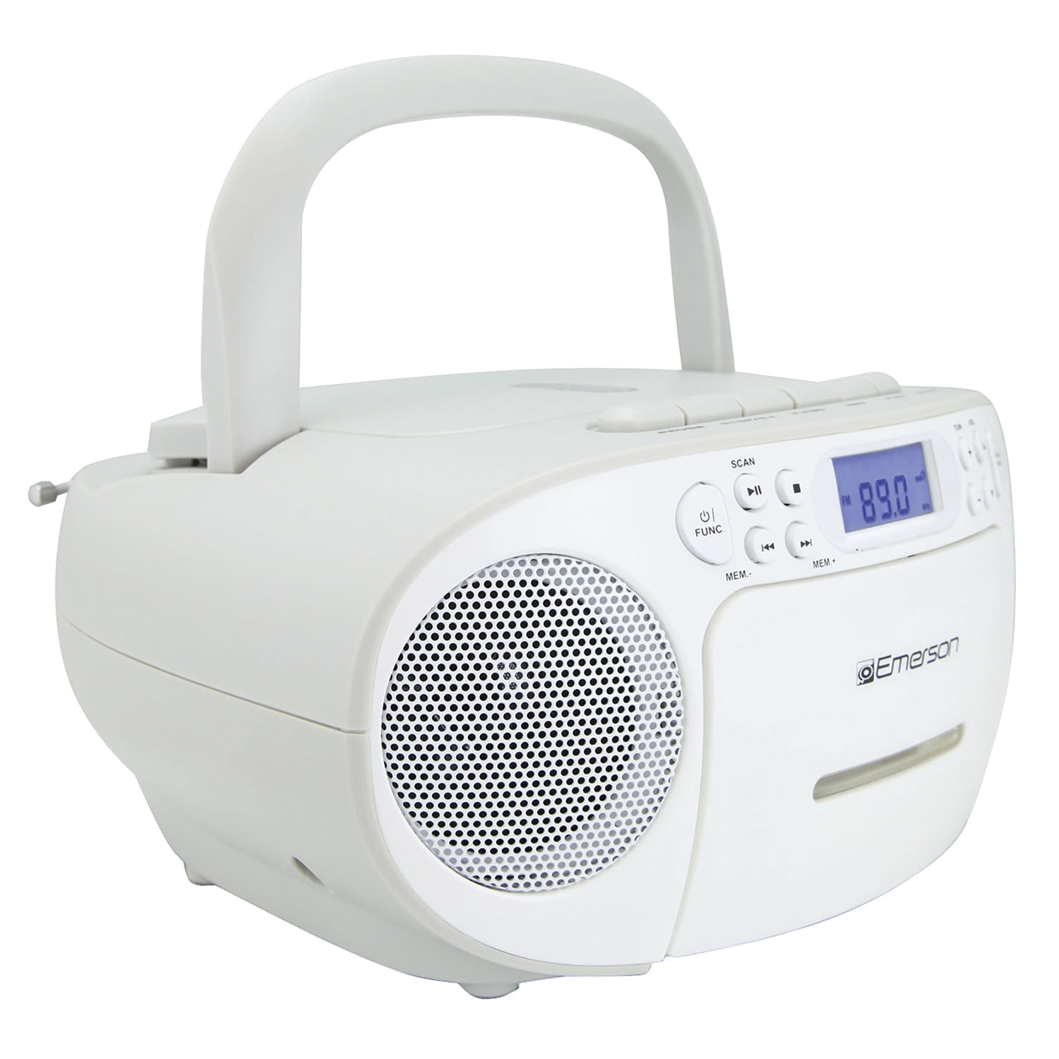 Emerson Radio/CD/Cassette Player Boombox, White