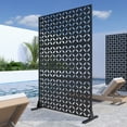 thumbnail image 3 of MAYEERTY 72"x47" Outdoor Privacy Screen with Stand Daniel Metal Balcony Decorative Screen,Black, 3 of 7
