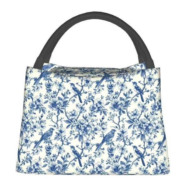 Fotbe Vintage Floral Birds Bolsa Térmica Portátil con Estampado, Bolsa de Entrega de Alimentos Aislada, Bolsa Reutilizable de Gran Capacidad para Comidas y Supermercado