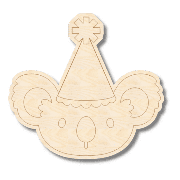 Unfinished Wood Etched Birthday Koala Shape 16" / 1/8"