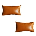 thumbnail image 2 of Mike&Co New York Decorative Vegan Faux Leather Throw Pillows Set of 2 Brown 12x20, 2 of 6
