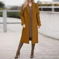 thumbnail image 6 of CCRFTGI Winter Coats for Women Dressy Casual Belted Woolen Blend Trench Mid-Long Coat Fashion Lapel Collar Coat Warm Overcoat with Belt Brown XL, 6 of 7