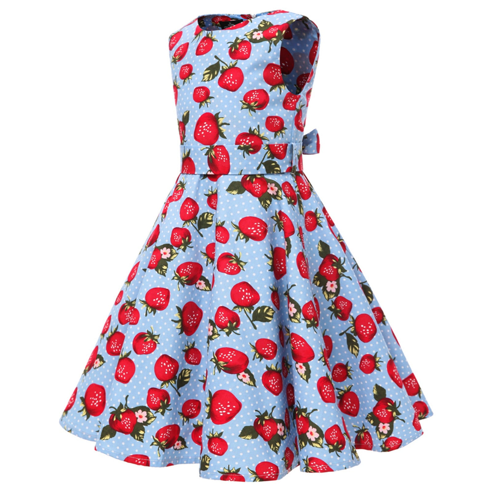  Outfits Party Sleeveless Gown Dress Kid Dots Prints