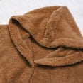 thumbnail image 3 of Lindbes Clearance Womens Plus Size Button Jacket Plush Solid Color Hooded Jacket Loose Cardigan Coat Winter Jacket Sweater, 3 of 6
