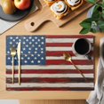 thumbnail image 2 of Farmhouse American Flag Placemats Set of 8 Blue Red USA Flag Vintage Place Mats Indoor Wipeable Table Mats Washable Cloth Dining Table Placemats for Kitchen Holiday Party Home Decor 13x19 Inch, 2 of 9