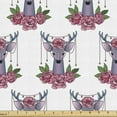 thumbnail image 1 of Tattoo Sofa Upholstery Fabric by the Yard, Deer Heads with Accessories Hanging from Its Antlers and Pink Peony Flowers, Decorative Fabric for DIY Home Accents, 10 Yards, Mauve Coral Green by Ambesonne, 1 of 4