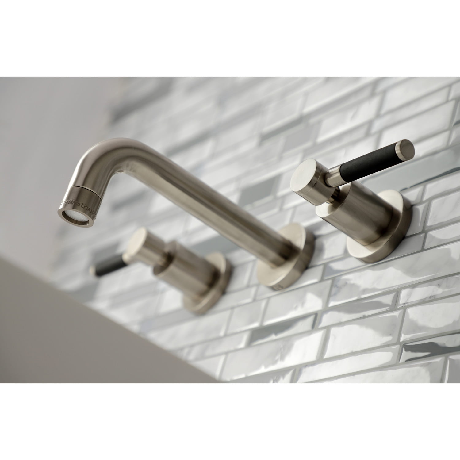 Kingston Brass KS8128DKL Kaiser 2-Handle Wall Mount Bathroom Faucet, Brushed Nickel
