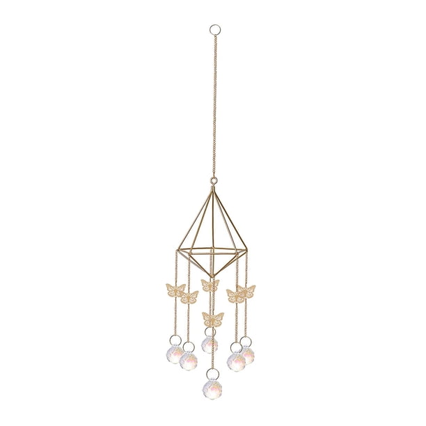 Elegante colgante de sol de cristal hecho a mano, campanilla de viento, atrapasueños, adorno para coche mariposa