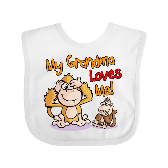 Inktastic My Grandma Loves Me Monkey Boys or Girls Baby Bib