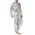 thumbnail image 2 of Fotbe Goose and Doodle Flowers Pattern Long Sleeve Pajama Set for Men,Sleepwear Set,2-piece Loungewear Set,Soft PJs Comfy Nightwear with Pockets-X-Large, 2 of 7