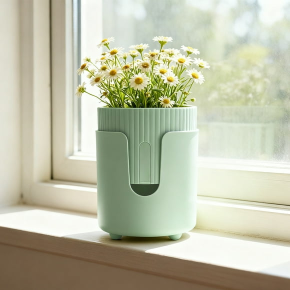 Plastic Flower Pot, Home Desktop Planter, Water-Absorbing Pot, Breathable Plant Container, Indoor Plant Pot, All-Season Planter, Thickened Durable Flower Pot, Green Plant Decor