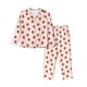 thumbnail image 1 of Balery Hand Drawn Strawberry Conjunto de Pijama con Estampado para Mujer, Conjunto de Dos Piezas con Manga Larga, Ropa de Dormir Suave con Bolsillos, Pijamas Cómodos-Large, 1 of 7