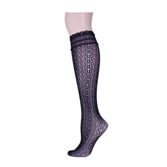 MeMoi Ornate Lace Net Knee High Socks - Womens - Female, One Size, Petal Pink