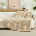 thumbnail image 3 of Amelie Home Striped Faux Fur Throw – Soft Fluffy Blanket for Couch or Bed, 3 of 5