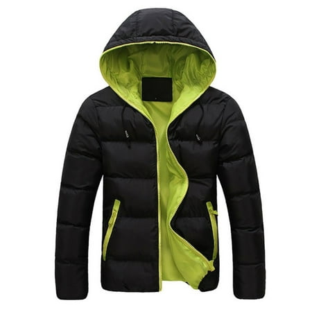 Lightning Ski Jacket - OUMY Mens Winter Warm Cotton Down Jacket Ski Snow Thick Hooded Puffer Coat