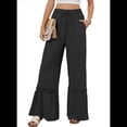 thumbnail image 3 of Pantalones Palazzo de Cintura Alta y Pierna para Mujer, con Encaje, para Playa, Holgados, Color Negro, Talla XXL, 3 of 6
