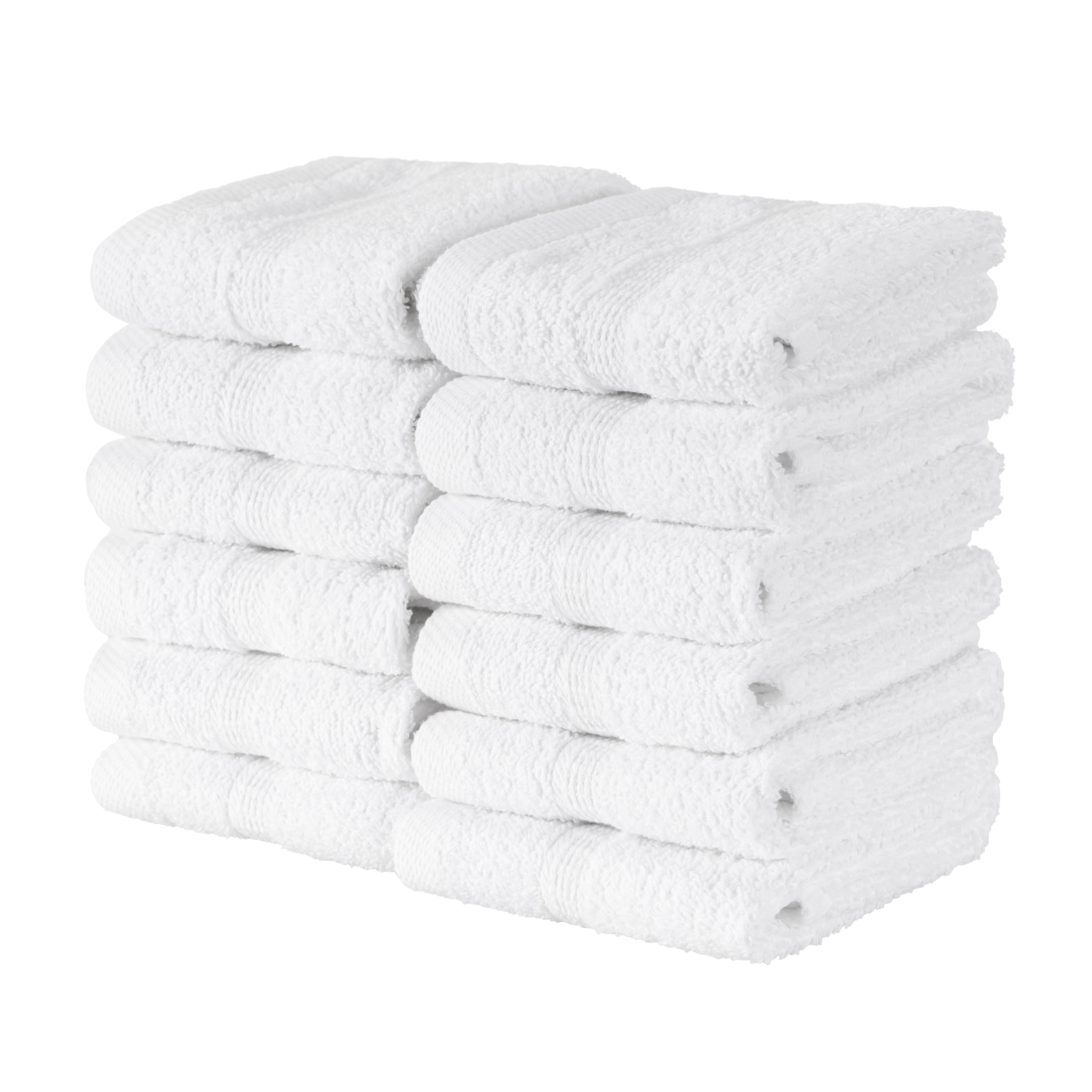 10 PACK WHITE WASH CLOTHS 12x12 INCHES QUALITY COTTON FACE TOWEL 