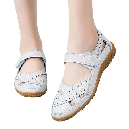 

AXXD Women White Sandals Clearance Under $10 Summer Ladies Sandals Hollow Hole Breathable Casual Shoes