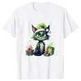 thumbnail image 5 of Señora Año Nuevo manga corta lindo gato estampado Tops moda mujer camisetas camisa tendencia gráfico Navidad regalo ropa femenina camiseta, 5 of 5