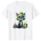 thumbnail image 5 of Señora Año Nuevo manga corta lindo gato estampado Tops moda mujer camisetas camisa tendencia gráfico Navidad regalo ropa femenina camiseta, 5 of 5