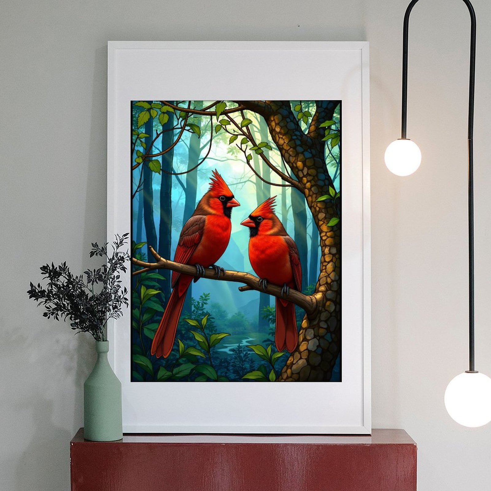 Diamond Art Kit for Adults, Cardinal Birds In Enchanted Woods Diamond Painting for Adults Beginners, 5D DIY Diamond Art Painting Kits, Colorful Diamond Painting Craft for Home Decor 12x16