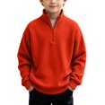 thumbnail image 3 of Norvella Boys Quarter Zip Sweater Stand Collar Long Sleeve Ribbed Relaxed Fit Pullover Jumper Casual School Top, 3 of 5