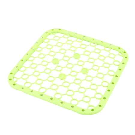 Kitchen Hollow Out Design Dish Drainer Sink Draining Board Cup Pot Mat Green