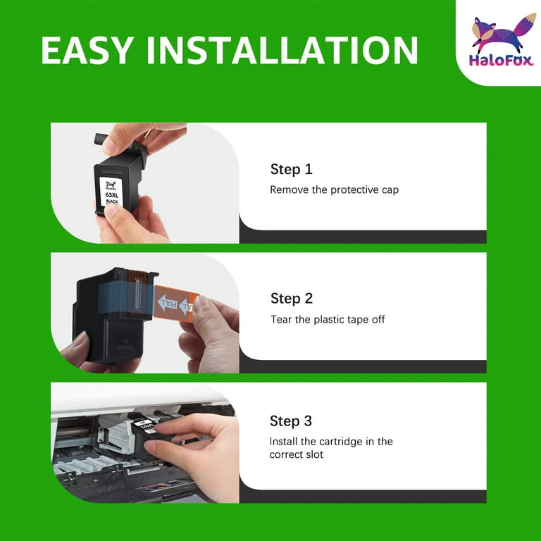Halofox 63XL Ink Cartridges, Compatible for HP OfficeJet 3830