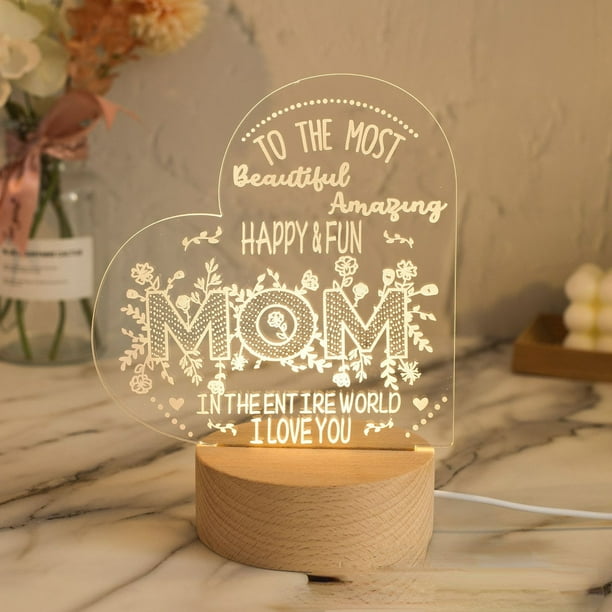 Regalos para mamá, regalos para mamá, lámpara de luz nocturna, regalos de cumpleaños para mamá, cumpleaños, día de la madre, regalos para el día de San Valentín (B