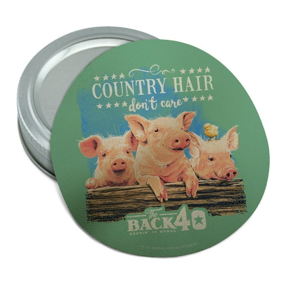 Back 40 Country Hair Don't Care Farm Pigs Farm Farming Round Rubber Non-Slip Jar Gripper Lid Opener