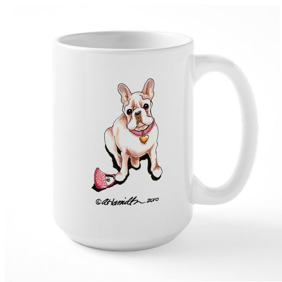 CafePress - Cream French Bulldog Large Mug - 15 oz Ceramic Large White Novelty Mug