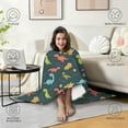 thumbnail image 4 of Wearable Blanket,DarkGreen Cartoon Dinosaurs Pattern Hooded Wearable Flannel Blanket for Adults & Teens,Winter Poncho Shawl Wrap Cape Cozy Anti-Pill,50"x60", 4 of 5