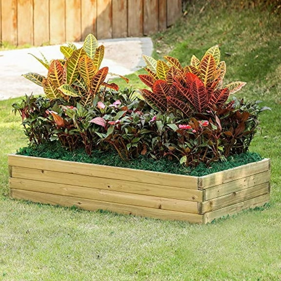 ukn wood 3.8ft x 2ft raised garden bed brown country rectangular