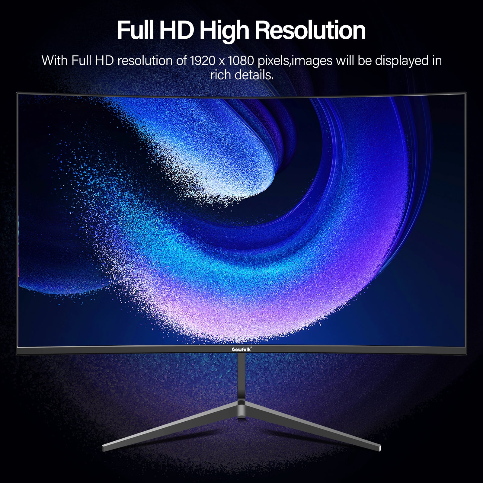 Gawfolk 24-Inch Curved Gaming Monitor 120Hz Full HD 1080P Built-In Speakers Tilt Adjustable