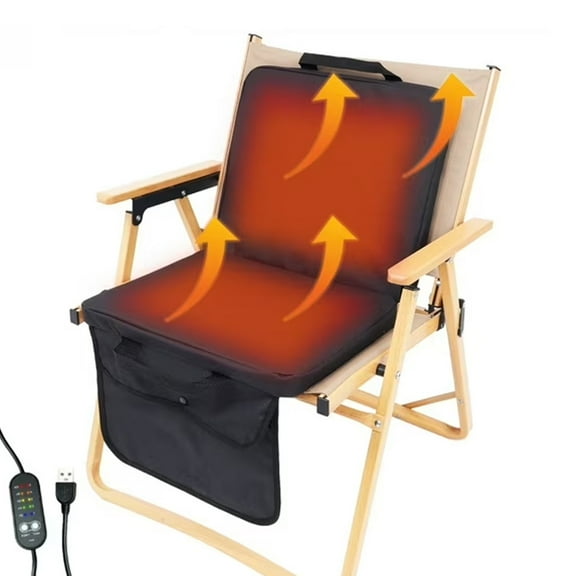 Wiher Portable Heated Seat Cushion,  USB Foldable 0utdoor Heated Seat Cushion with Large Pocket and Handle 5 Temperature Settings Timer for Camping Car Stadium Stand Fishing,Black