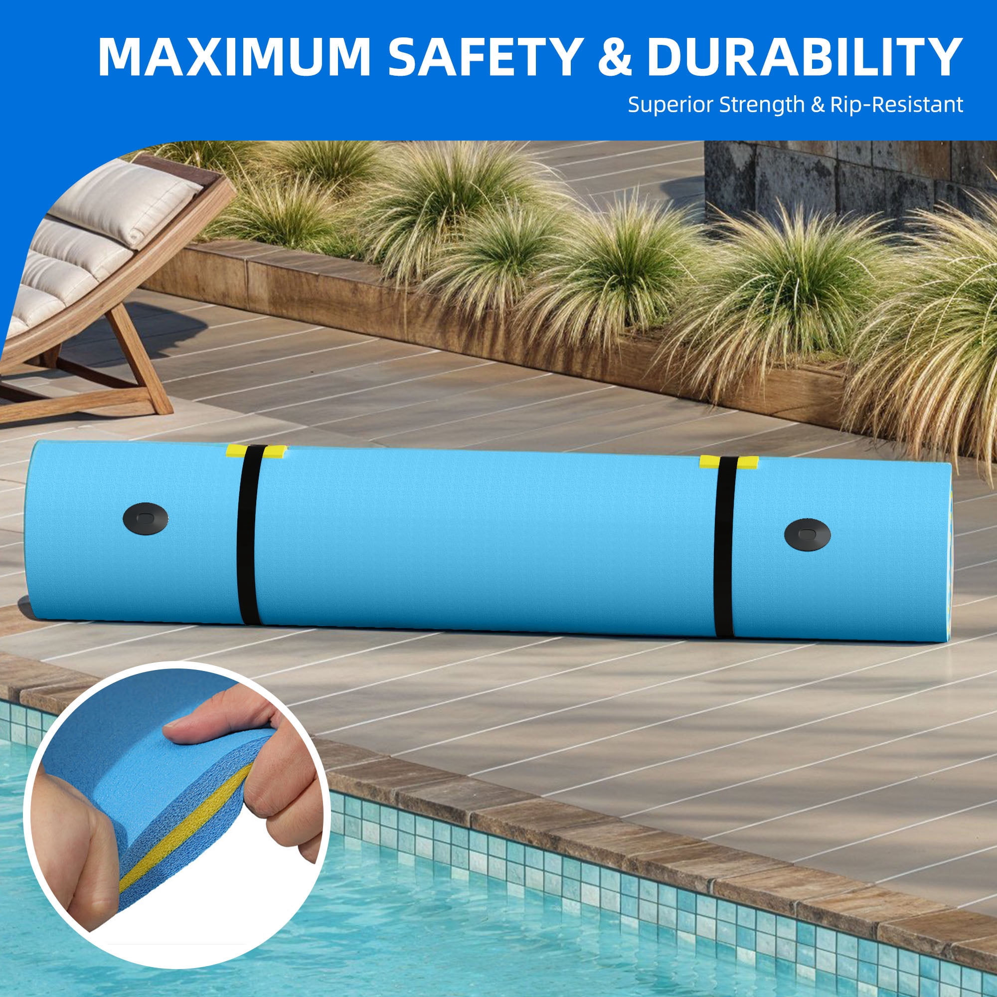 Dextrus 9' X 6' Inflatable Rafts Water Mat - Floating Island Lily Pad for Pools, Lakes, Beach - Fun for Adults, XPE Foam Construction